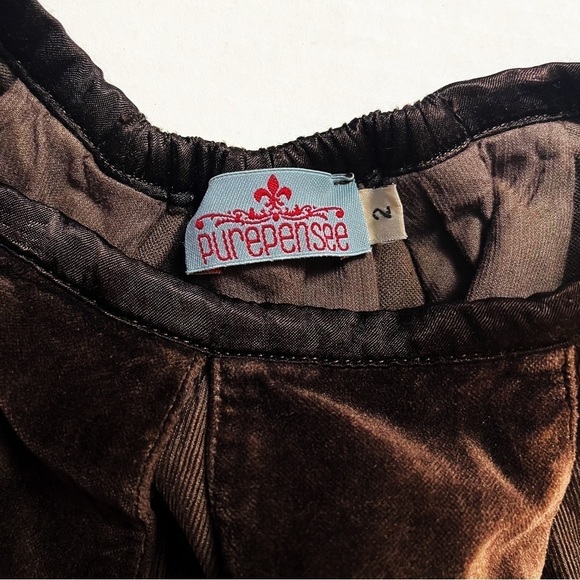 PURPENSEE Girl’s Brown Velvet Skirt - Size 2 - Picture 3 of 8